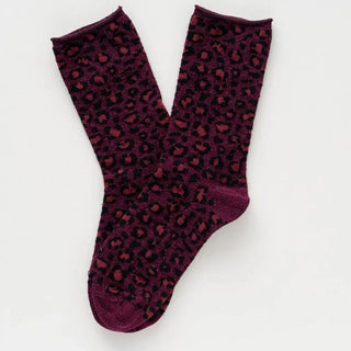 Glitter Lurex Socks – Leopard Burgundy | KLUE