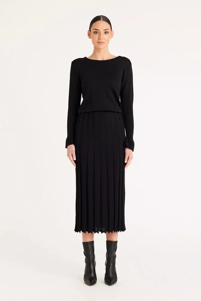 Cable Merino Pleated Wool Dress Black – Mason&Francis
