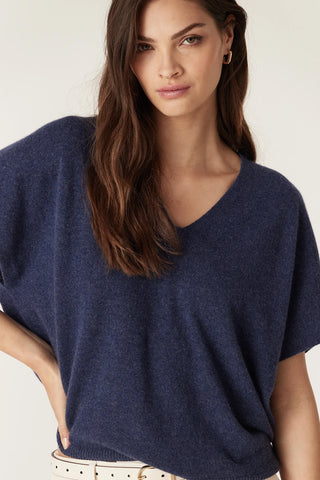 Pure Cashmere Relaxed Top - Denim | Cable