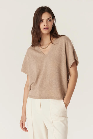 Pure Cashmere Relaxed Top - Biscuit | Cable