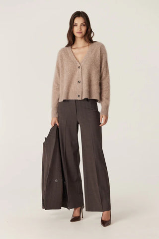 Brushed Cashwool V Cardigan - Mink | Cable Melbourne