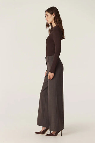 Rib Knit Polo Zip Top - Chocolate | Cable Melbourne