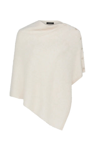 Brushed Cashwool Button Poncho - Parchment | Cable Melbourne