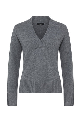 Cashwool V Jumper - Mid Grey | Cable Melbourne