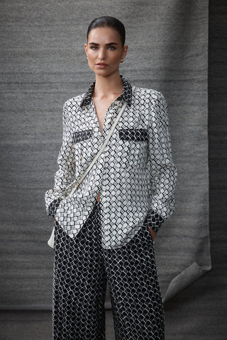 Hamilton Blouse - Ivory Geo Print | Cable Melbourne