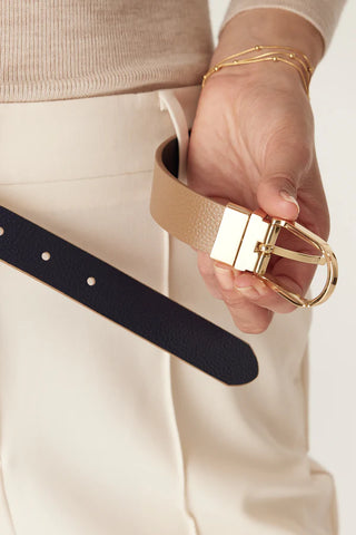 Reversible Belt - Tan and Navy | Cable Melbourne