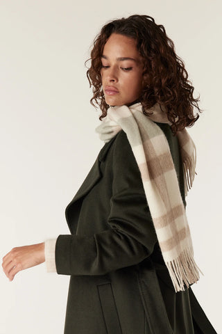 Pure Wool Scarf - Sage Check | Cable Melbourne
