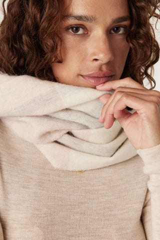 Pure Wool Scarf - Blush Check | Cable Melbourne