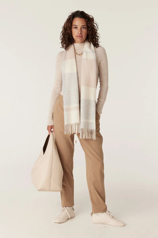 Pure Wool Scarf - Blush Check | Cable Melbourne