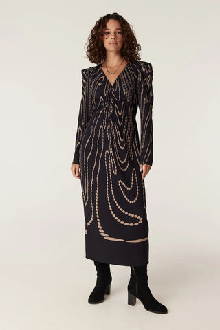 Margaux Dress - Navy Camel Spot | Cable Melbourne