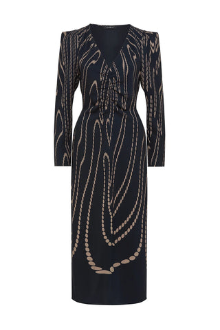 Margaux Dress - Navy Camel Spot | Cable Melbourne