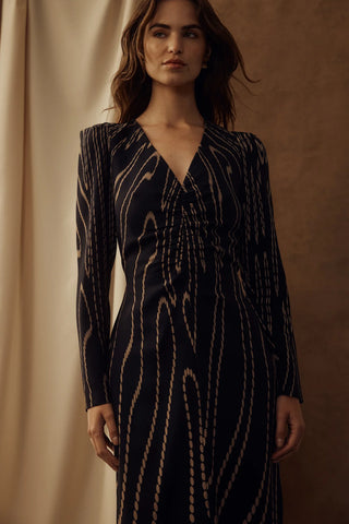 Margaux Dress - Navy Camel Spot | Cable Melbourne