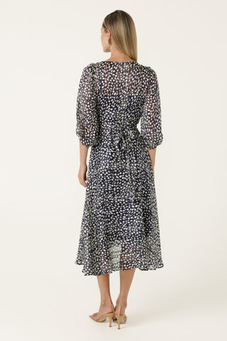 Cloudland Wrap Dress - Navy & White Spot | Sacha Drake