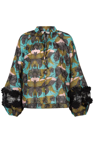 Lace to the Top Blouse – Blue & Olive | Coop