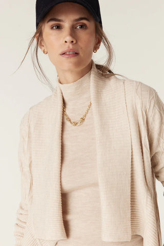 The Beaumont Merino Cardigan - Oatmeal | Cable Melbourne