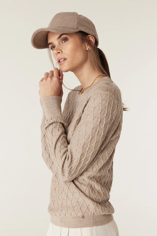 The Hampden Merino Jumper - Pebble | Cable Melbourne
