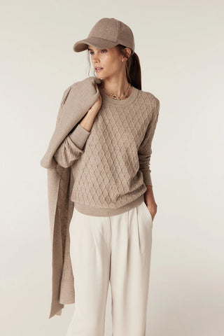 The Hampden Merino Jumper - Pebble | Cable Melbourne