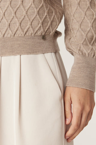 The Hampden Merino Jumper - Pebble | Cable Melbourne