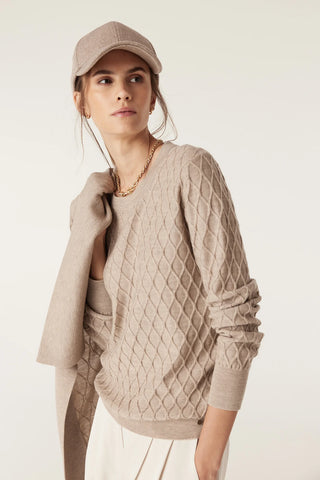 The Hampden Merino Jumper - Pebble | Cable Melbourne