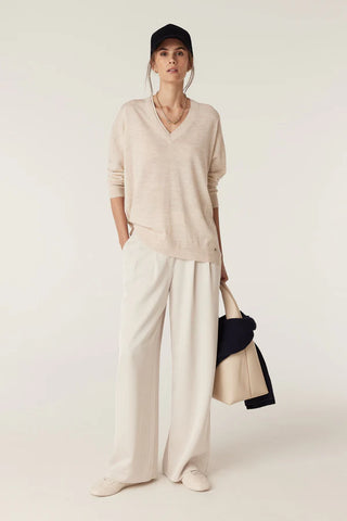 The Saxon Fine Merino Jumper - Oatmeal | Cable Melbourne