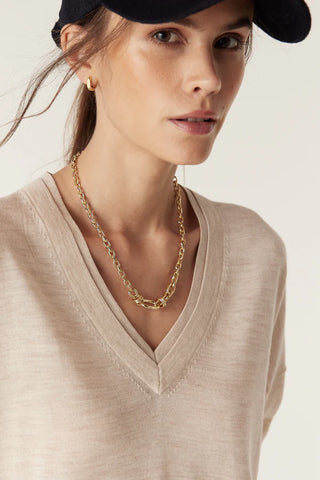 The Saxon Fine Merino Jumper - Oatmeal | Cable Melbourne