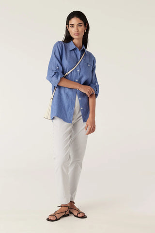 Bell Pant - White Navy Stripe