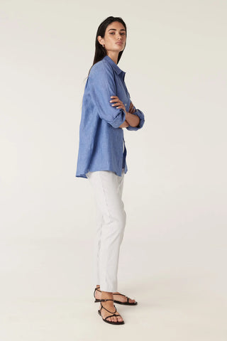 Bell Pant - White Navy Stripe