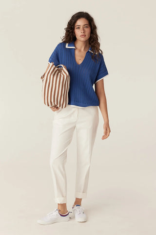 Marco Cotton Knit Top - Cobalt Blue | Cable