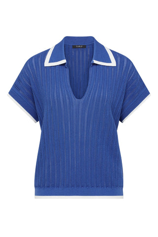 Marco Cotton Knit Top - Cobalt Blue | Cable