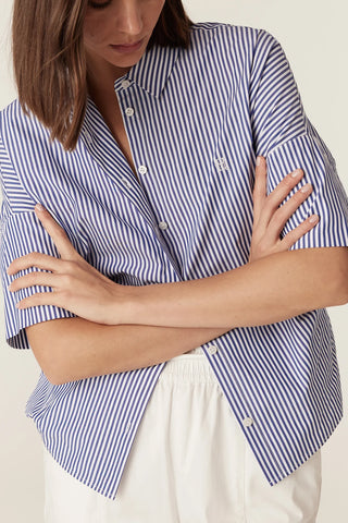 Cove Boxy Shirt - Blue Stripe | Cable