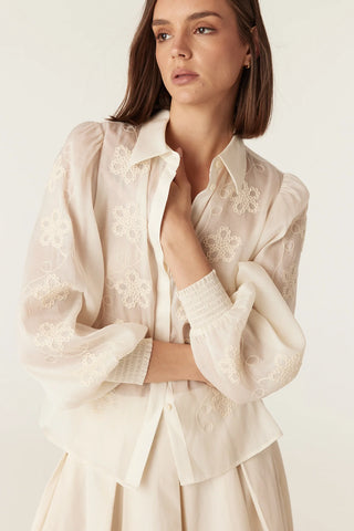 Faith Embroidered Blouse – Ecru | Cable Melbourne