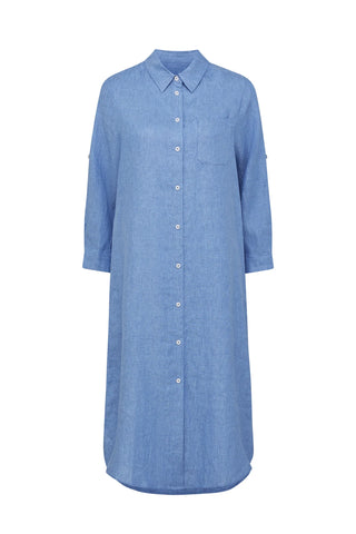 Pure Linen Shirt Dress - Blue | Cable