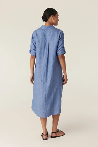 Pure Linen Shirt Dress - Blue | Cable