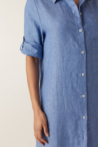 Pure Linen Shirt Dress - Blue | Cable