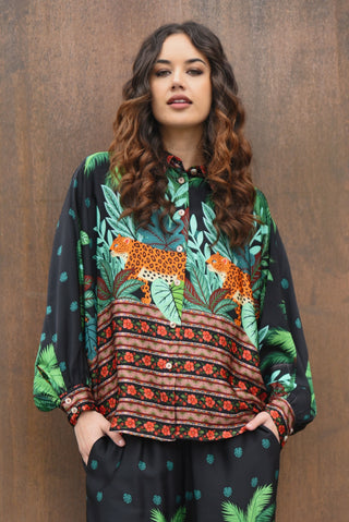 Behind Her Back Shirt Stripe - Leopard | Curate by Trelise Cooper