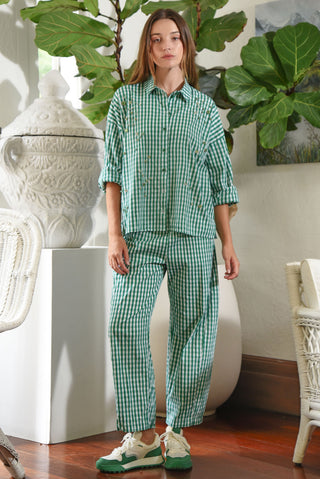 On the Road Pant – Green Gingham | Curate
