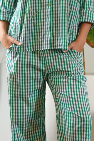 On the Road Pant – Green Gingham | Curate