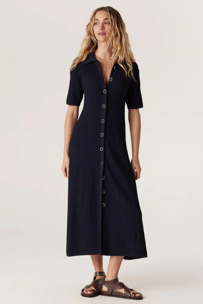 Cable - Brooke Crepe Rib Dress - Navy