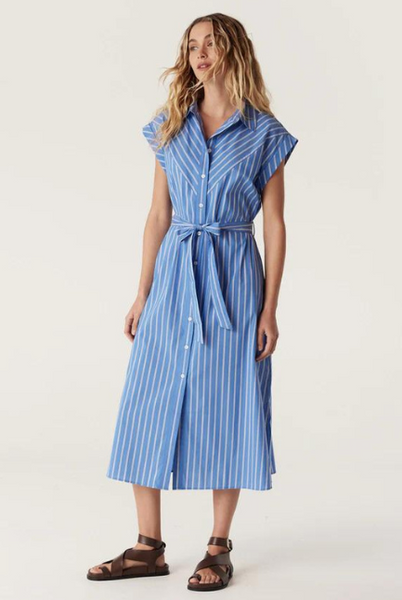 Cable - Felicity Stripe Poplin Dress - Blue Stripe