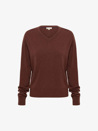 Classic V Neck Sweater - Chocolate | Iris & Wool