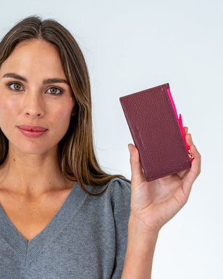Compact Wallet – Burgundy Pebble | Arlington Milne