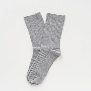 Pointelle Fine Rib Socks – Light Grey | KLUE