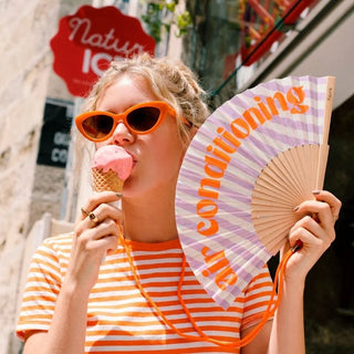 Air Conditioning Hand Fan – Orange Stripe | Fisura
