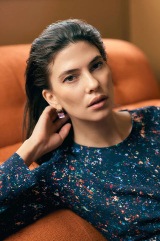 Elk Kempa Earring - Tigers Eye Purple