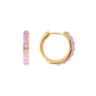 Pink Opal Crystal Midi Hoops - Gold | Fairley