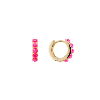 Hot Pink Opal Crystal Huggies - Gold | Fairley