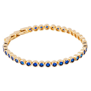 Blue Bezel Set Tennis Bracelet - Gold | Fairley