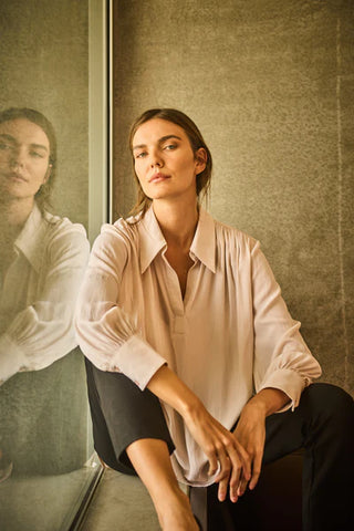 Gathered Blouse - Vanilla | Mela Purdie