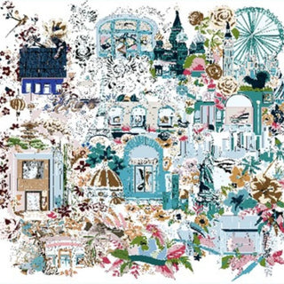 Silk Scarf - Heloise Romantic Paris Blue - 50x50 cm | Maison Fanli