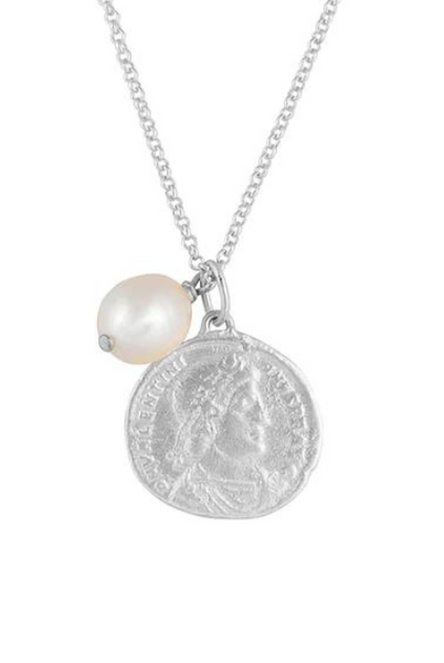 Fairley | Silver Ancient Coin Pearl Pendant